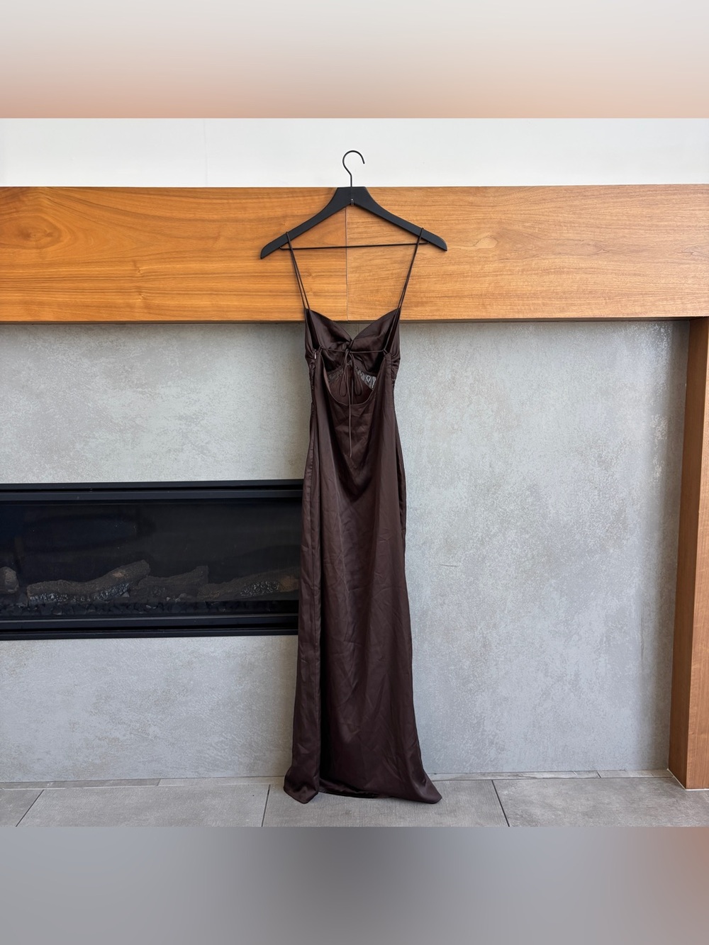 Peppermayo Brown Maxi Slip Dress with Lace Insets - Picture 8 of 13